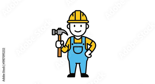 A cartoon construction worker with a hammer.