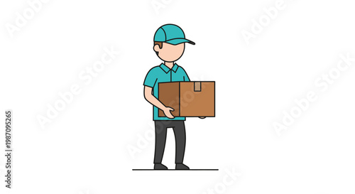 Delivery man holding cardboard box.
