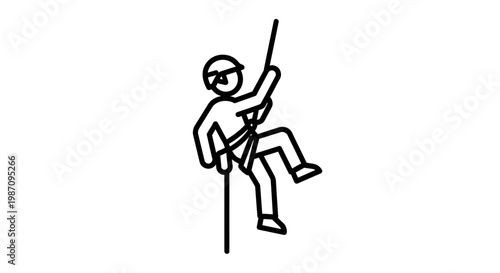 Person climbing with rope gear.