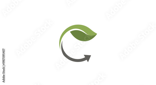 Eco friendly recycling symbol with leaf.