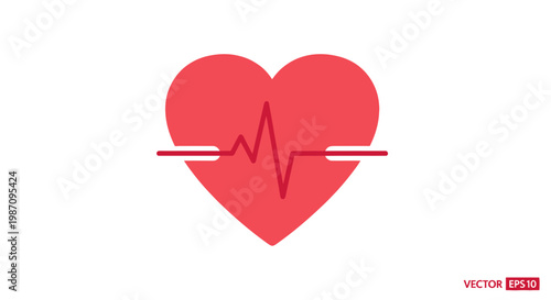 Heartbeat symbol with red heart.