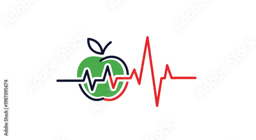Health and wellness symbol with apple.