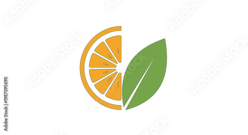 Citrus fruit and green leaf logo.