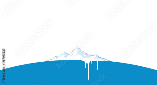 Illustration of melting ice cap mountain.