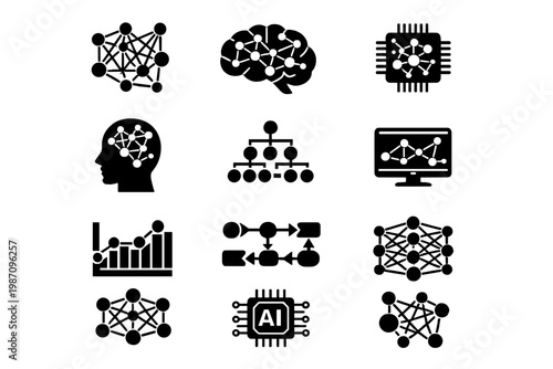 Symbol vector neural image analytics network simple chart generation diagram icon fill