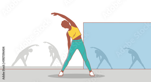 Woman doing yoga stretch exercise.