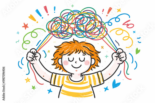 Icon doodle image apart vector generation style thoughts pulling tension releasing simple