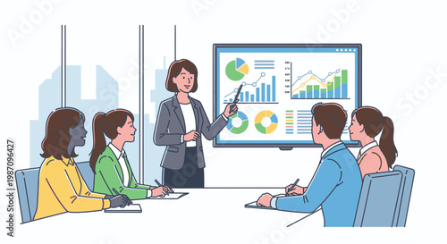 Businesswoman presenting to colleagues in meeting 2.