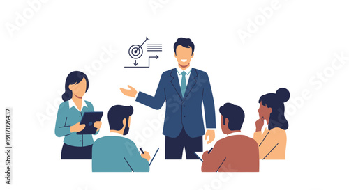 Businessman giving presentation to colleagues.