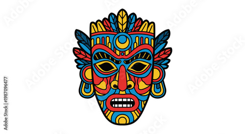 Colorful tribal mask face art.