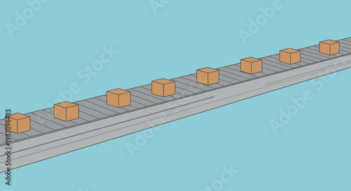 Conveyor Belt with Small Orange Crates.