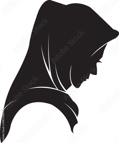 Obraz na plátně Silhouette of a woman wearing a hijab, representing modesty and cultural identit