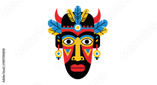 Vibrant Tribal Mask Design Closeup 3.