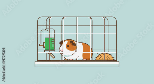 Cavy in cage pet rodent.