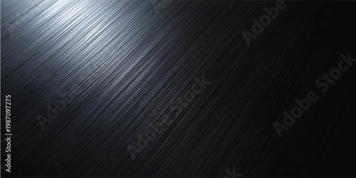 A polished silver stainless steel plate features a dark brushed metal texture with a shiny metallic pattern, creating a sleek gray aluminum surface design for a modern backdrop wallpaper