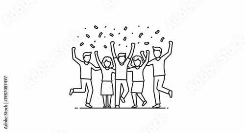 People Celebrating with Confetti Joyful.