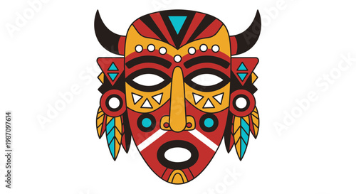 Vibrant Tribal Mask Design Closeup 1.