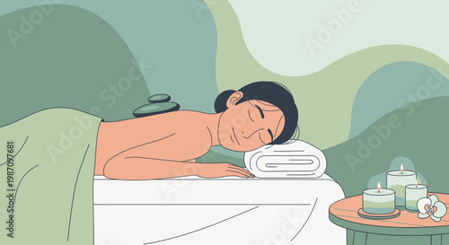Woman lying on massage therapy bed.