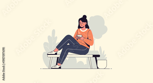 Woman sitting on bench with laptop.