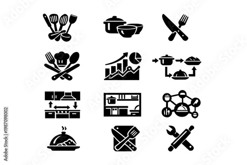 Icon simple set food symbol vector generation fork image depicting cooking tools