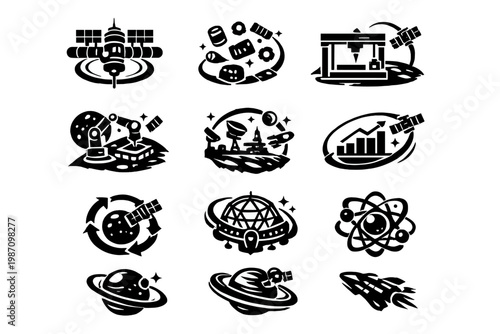 Structure orbital image simple icon black generation space icons symbol cosmic vector
