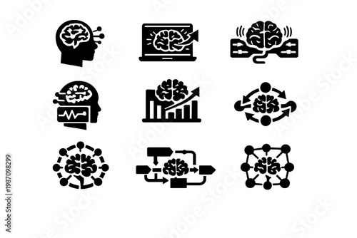 Interface symbol icons diagram icon set neuro vector structure feedback technology interfaces