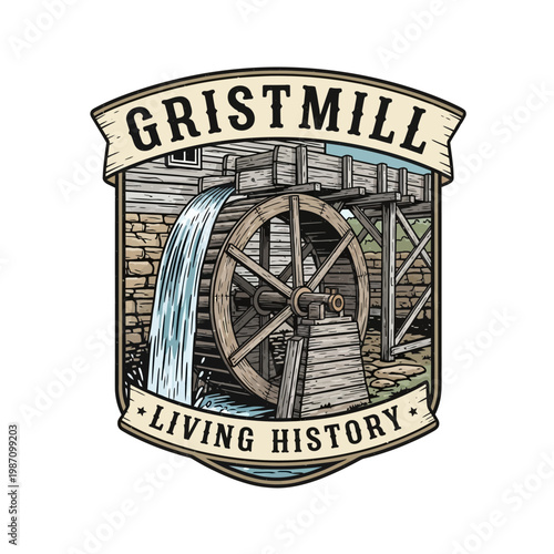 Historic Gristmill Water Wheel Structure.