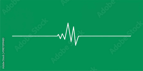 A medical electrocardiogram monitor displays a green heartbeat pulse wave that forms a healthy heart symbol on a digital EKG graph line