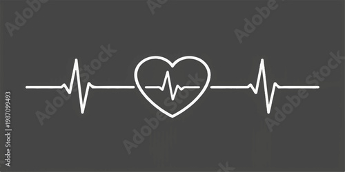 A heart beat cardiogram line forming a medical heart symbol represents health and love in this vector illustration of a life pulse monitor for cardiology and healthcare design