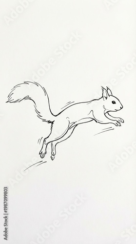 Playful Squirrel Sketch in Simple Line Art