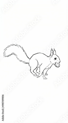 Sketch of a Squirrel with an Egg