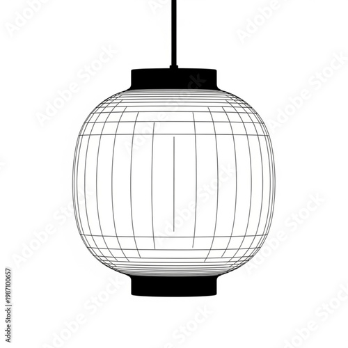A minimalist wireframe pendant light fixture with a spherical cage shade and sleek black accents