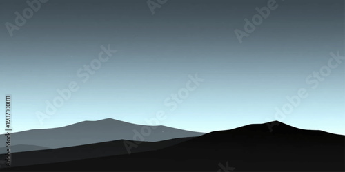 Abstract Serene Mountain Silhouettes: Minimalist landscape captures the essence of majestic mountains, bathed in soft, diffused light, evoking a sense of calm and tranquility. 