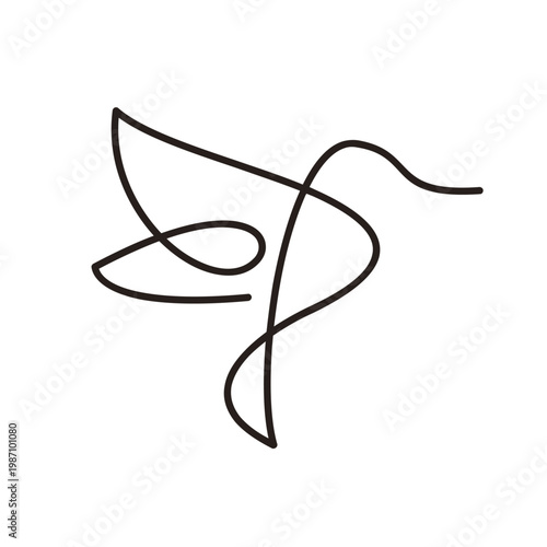 Elegant One Line Art Flying Bird Design Logo Vector Illustration