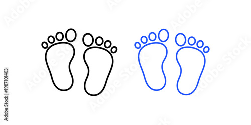 Distinctive Footprints Pair Design Minimalist Graphic Walking Movement