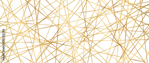 Modern abstract pattern with straight golden lines creating seamless geometric background texture vector illustration. Clean linear design with chaotic outline elements for contemporary projects.