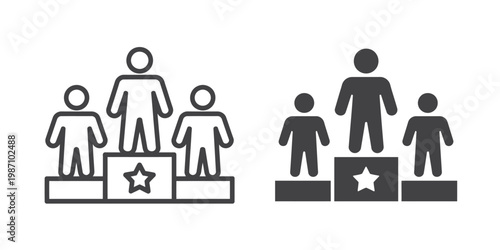 Competitors icon design vector, flat and line style, two opponents facing each other, rivalry and challenge symbol