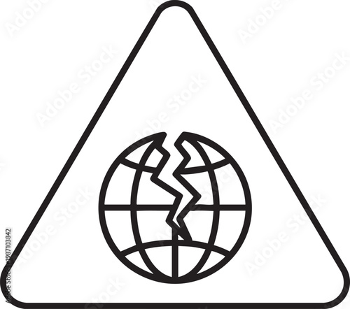 Global environmental crisis hazard sign with environment, triangle