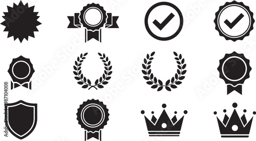 Collection of Award Badges and Quality Icons