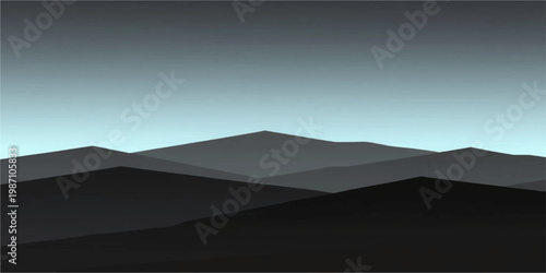 Abstract Mountain Silhouette: Minimalist mountain range silhouettes in shades of gray evoke a sense of calm against a gradient sky, ideal for those seeking a modern and serene aesthetic.