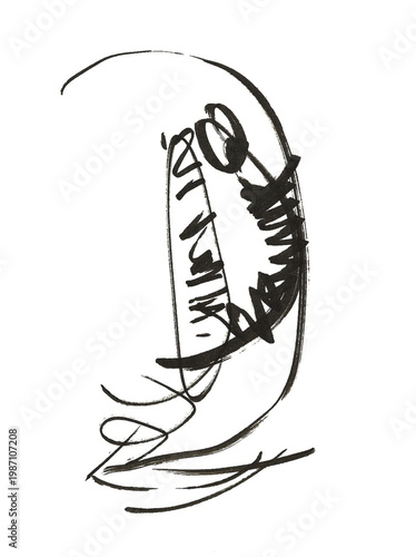 Dessin d'un homme souffrant de dépression et d'anxiété. Maladie mentale.	
