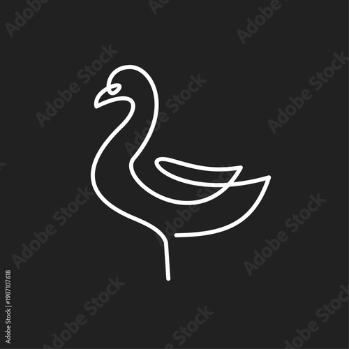 Elegant Swan Continuous Line Art Illustration on Black Background