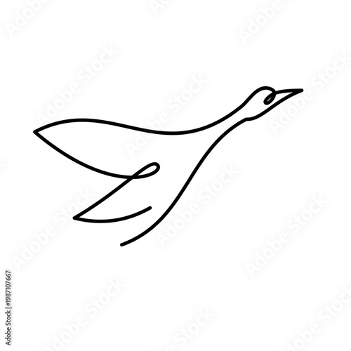 Elegant Continuous Line Art Drawing of a Flying Bird