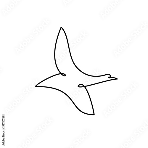 Elegant minimalist flying bird drawn with one continuous line