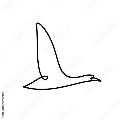 Minimalist One Line Art Drawing of a Flying Bird