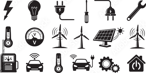 Sustainable Energy Icons and Symbols Collection