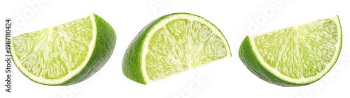 Bild auf Leinwand Natural fresh slice lime isolated, transparent png, PNG format, juicy, Collectio