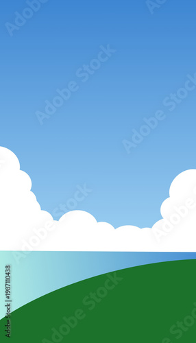 Simple Geometric Landscape Illustration in Flat Art Style