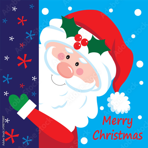 christmas card with cute santa