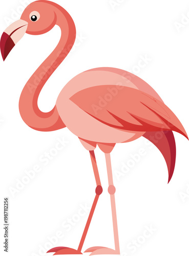 Cute Pink Flamingo Cartoon Character Illustration